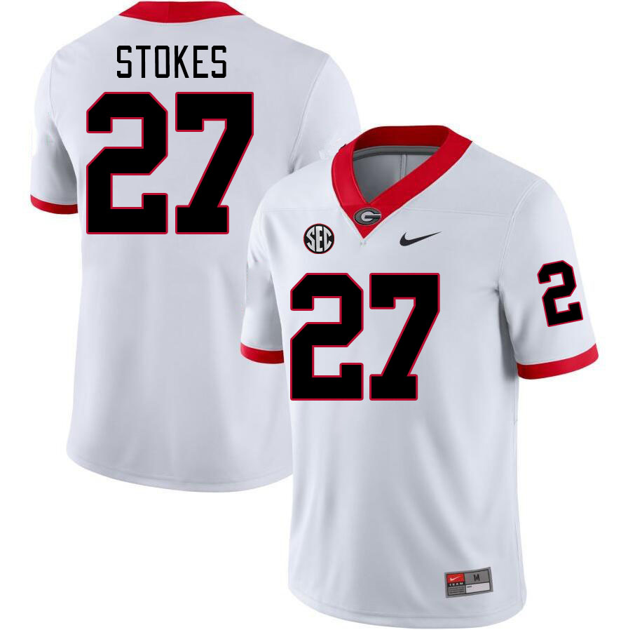 #27 Eric Stokes Georgia Bulldogs Jerseys Football Stitched-White